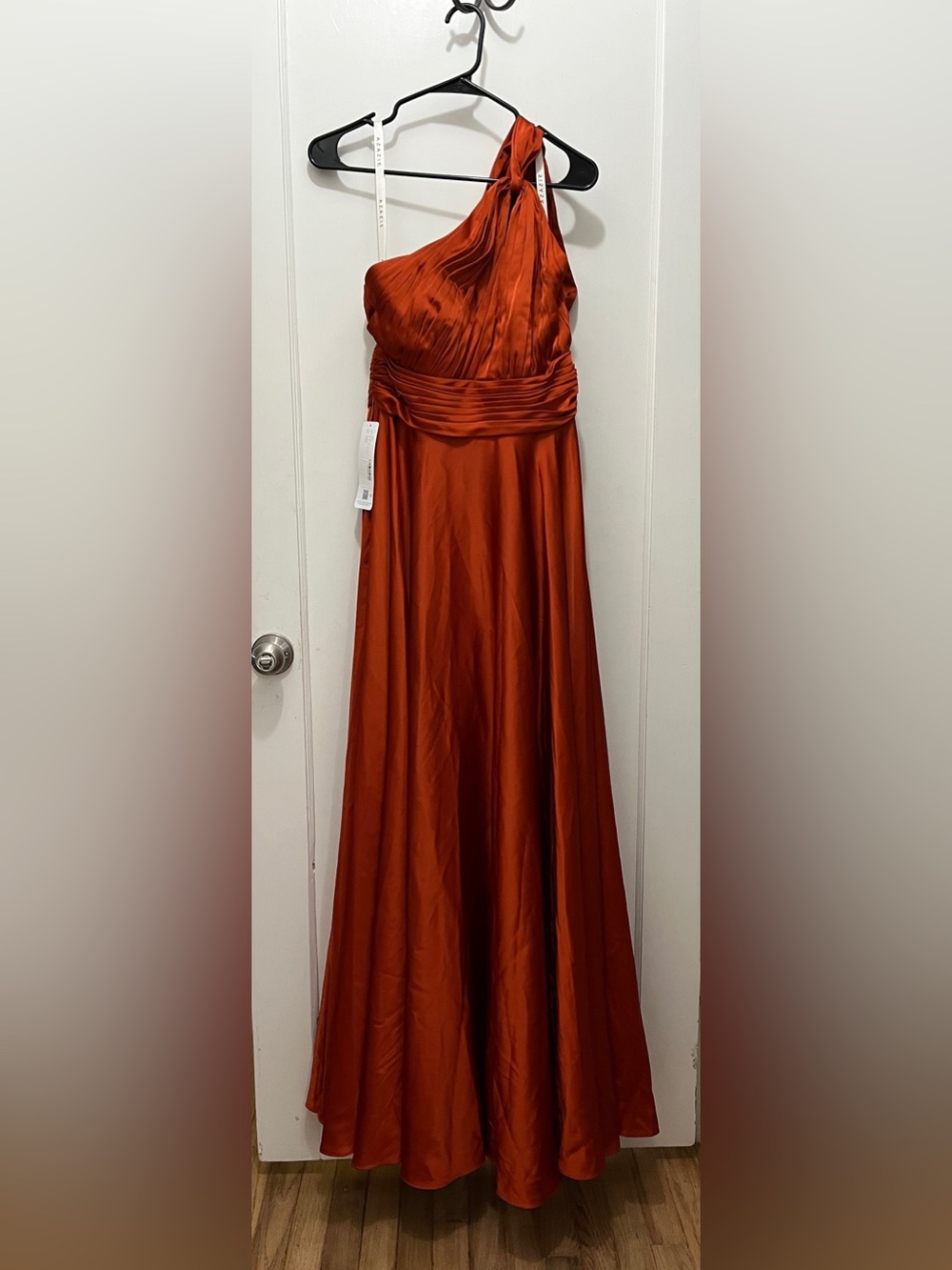 Azazie Charlize Paprika Orange One-Shoulder Formal Gown, size 8
